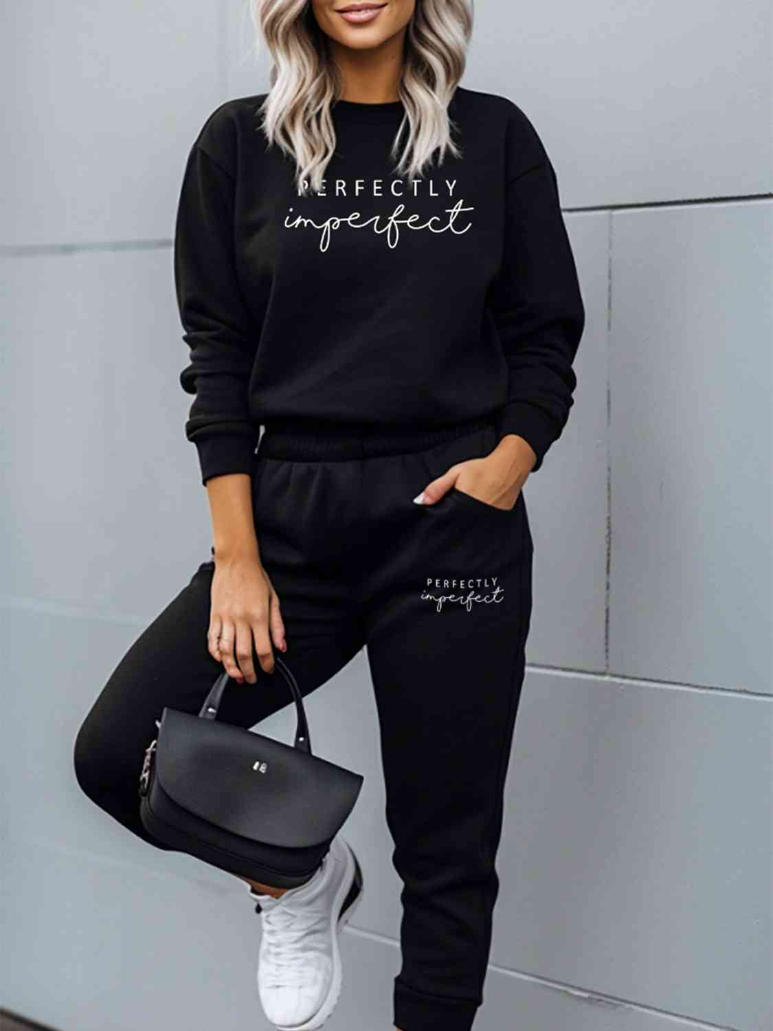PERFECTLY IMPERFECT Graphic Sweatshirt and Sweatpants