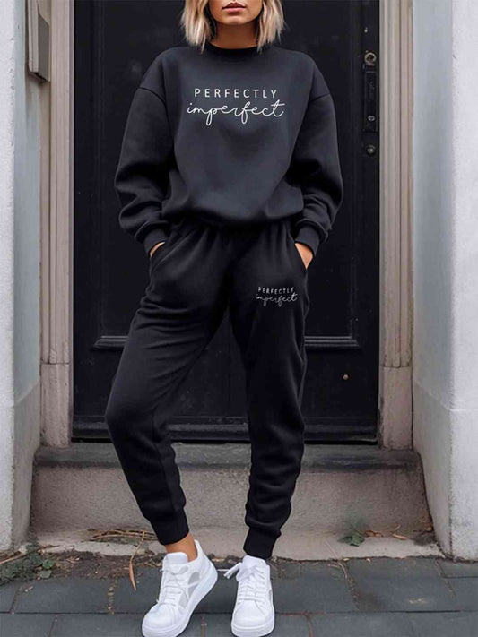 PERFECTLY IMPERFECT Graphic Sweatshirt and Sweatpants