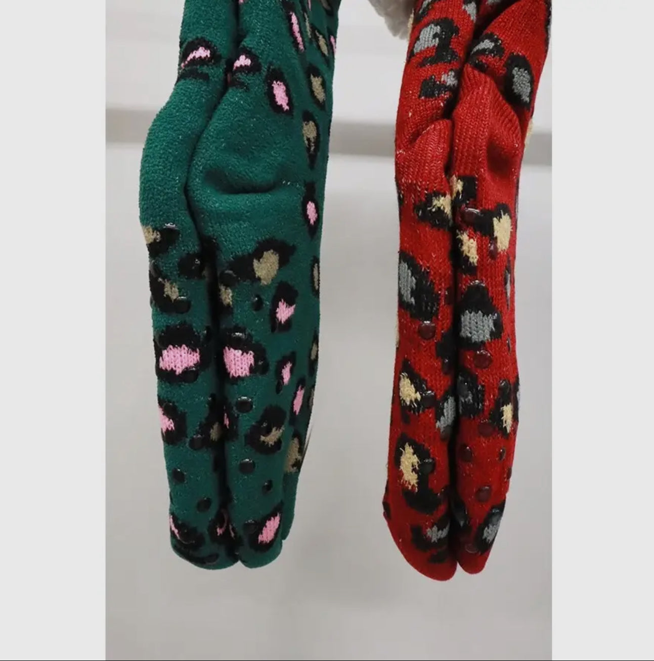 Leopard Print Non Slip Fuzzy Winter Socks