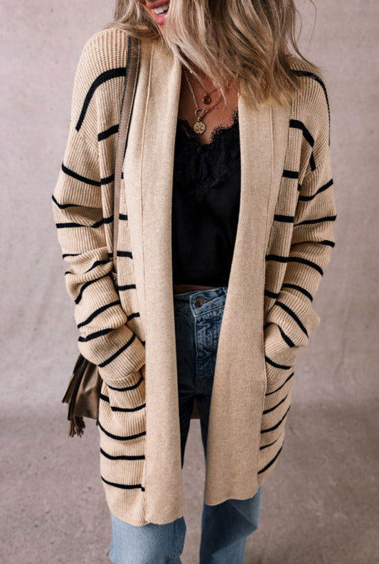 Black Stripe Tan Cardigan