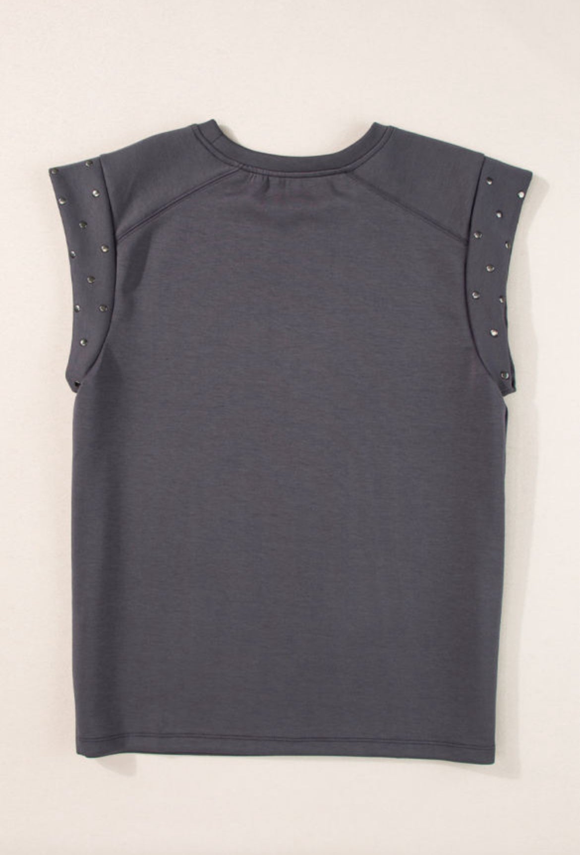 Dark Grey Studded Short Sleeve Top