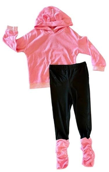 Fuzzy Pink Hoodie Pants Set