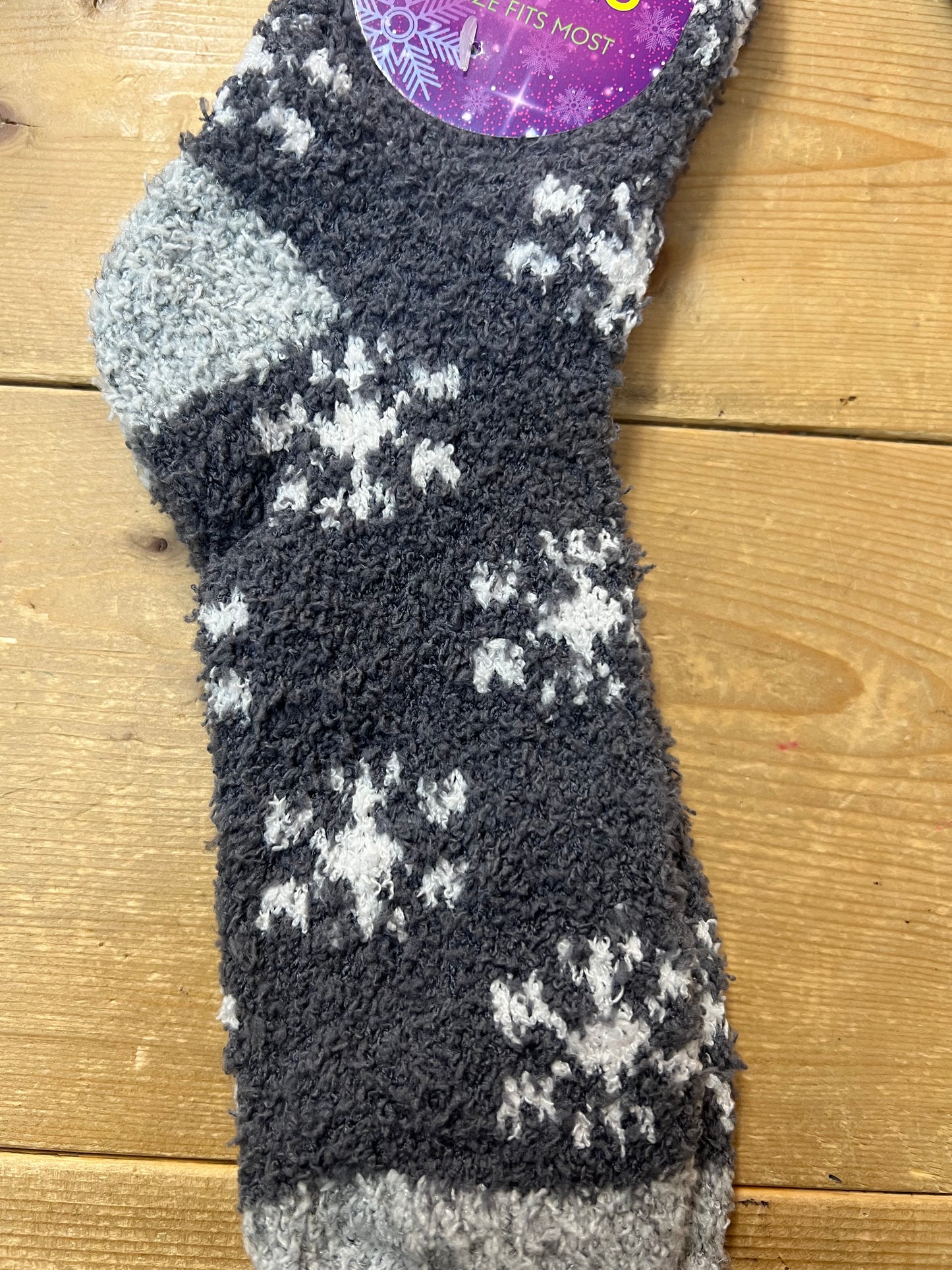 Snowflake Print Fuzzy Cozy Socks