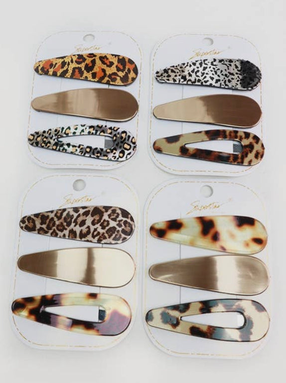 Assorted Leopard Print Hair Clips