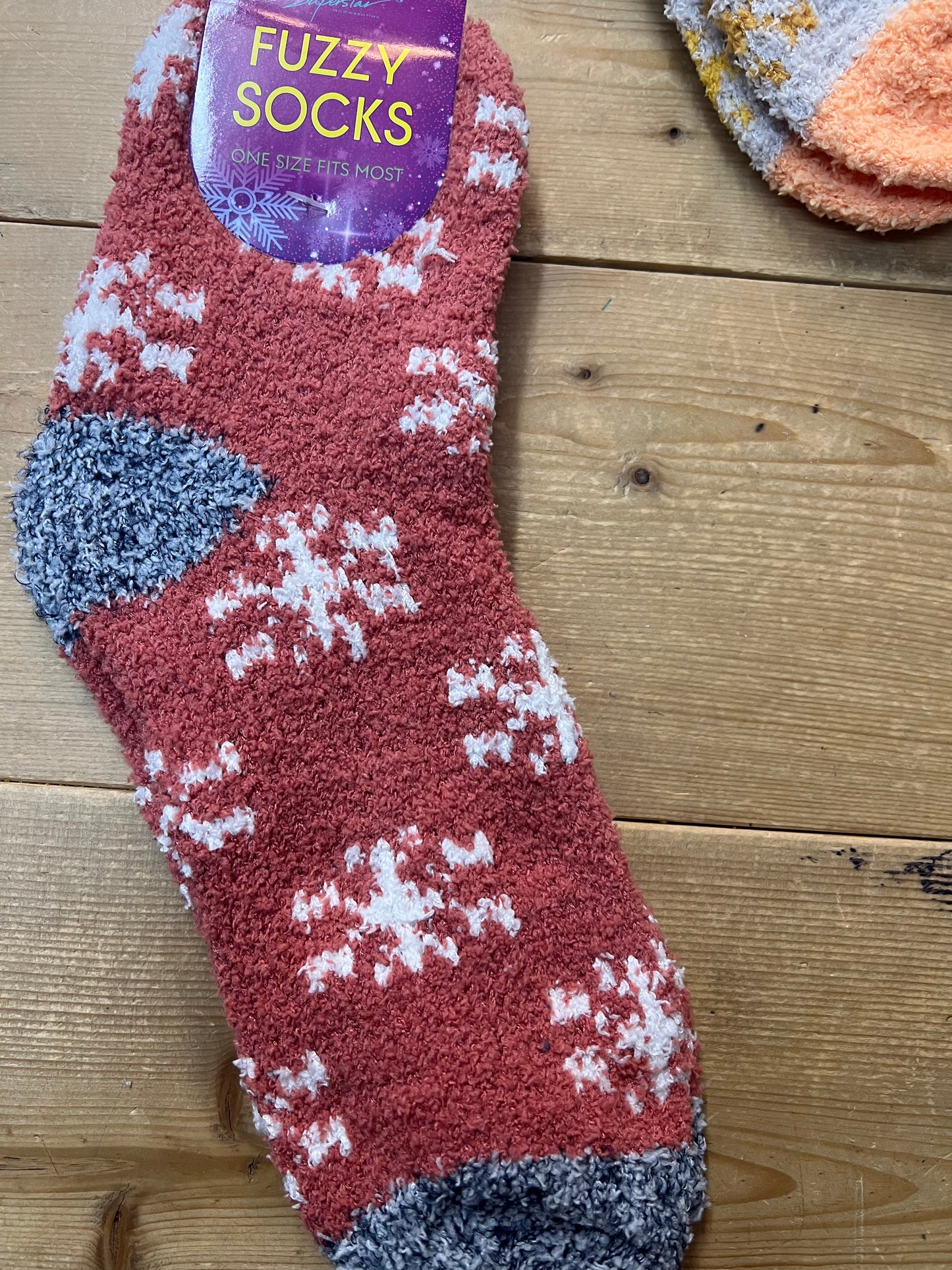 Snowflake Print Fuzzy Cozy Socks