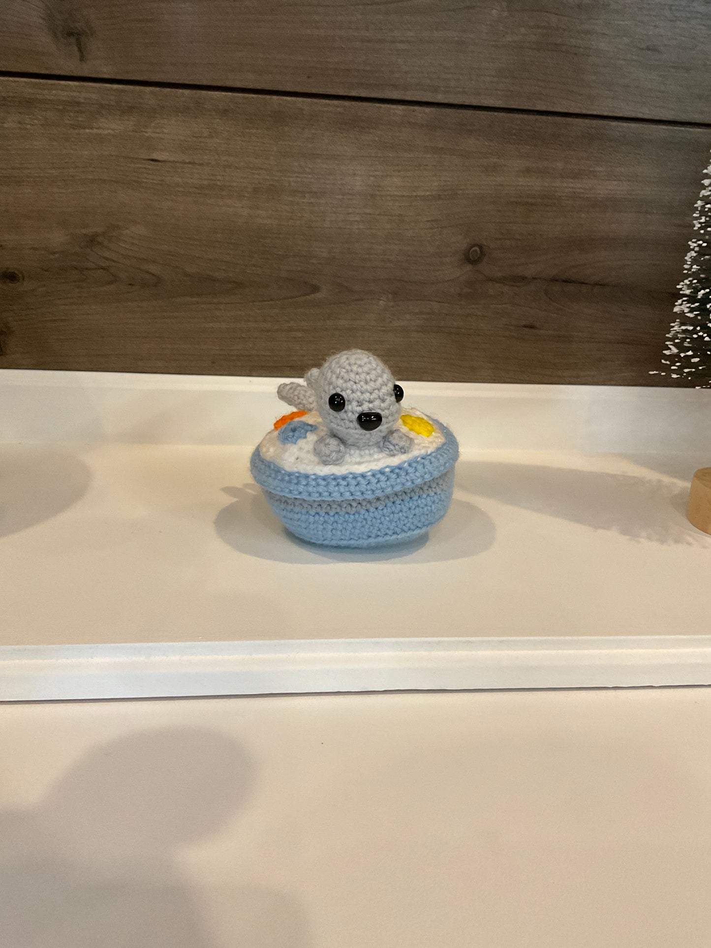 Crocheted Seal in Cereal