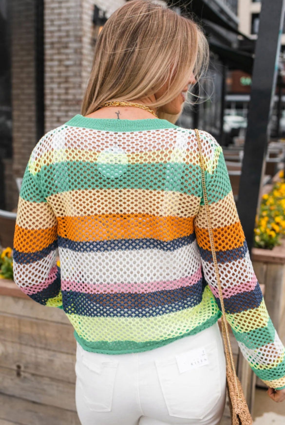 Color Block Knit Crochet Sweater