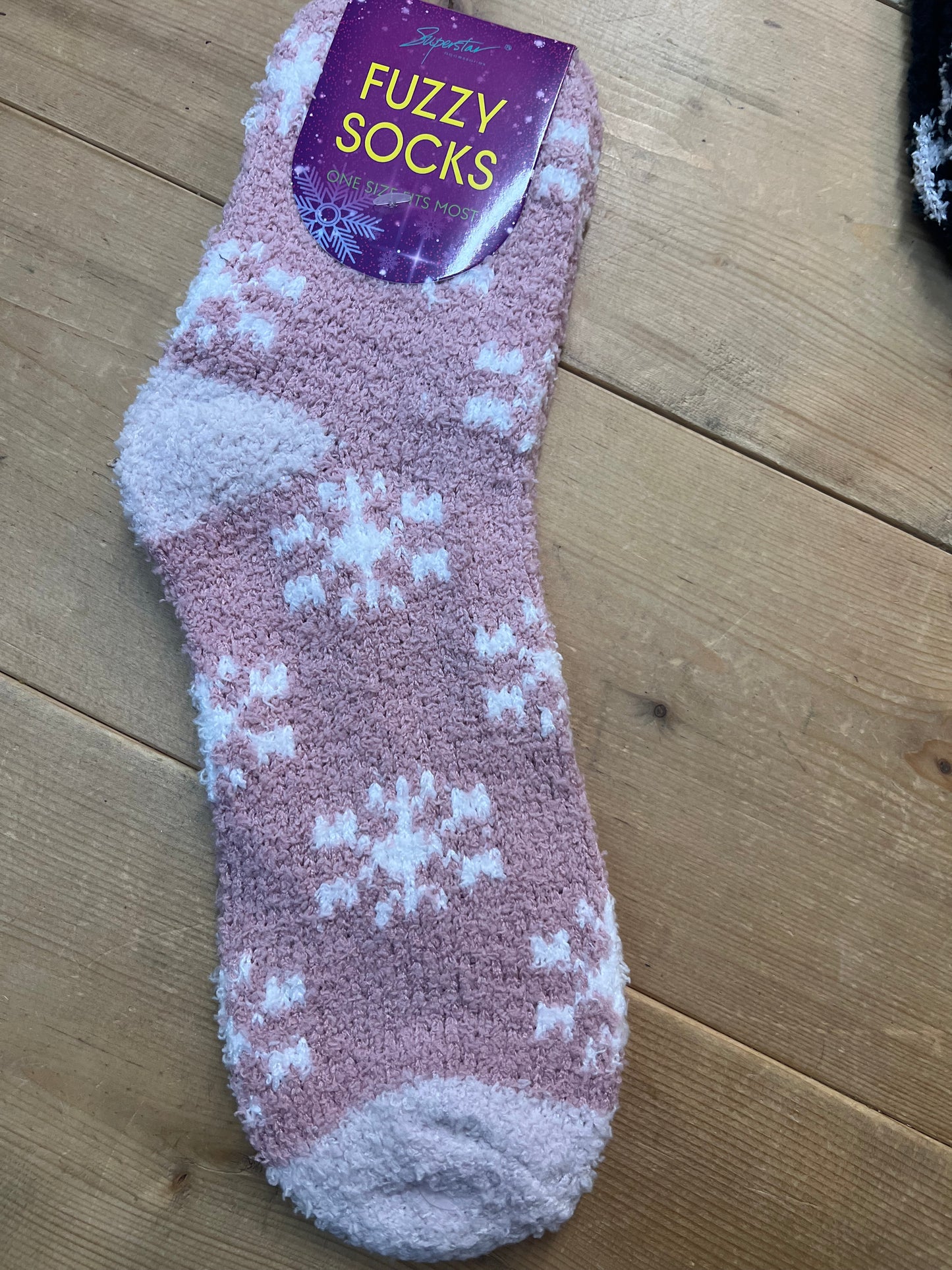 Snowflake Print Fuzzy Cozy Socks