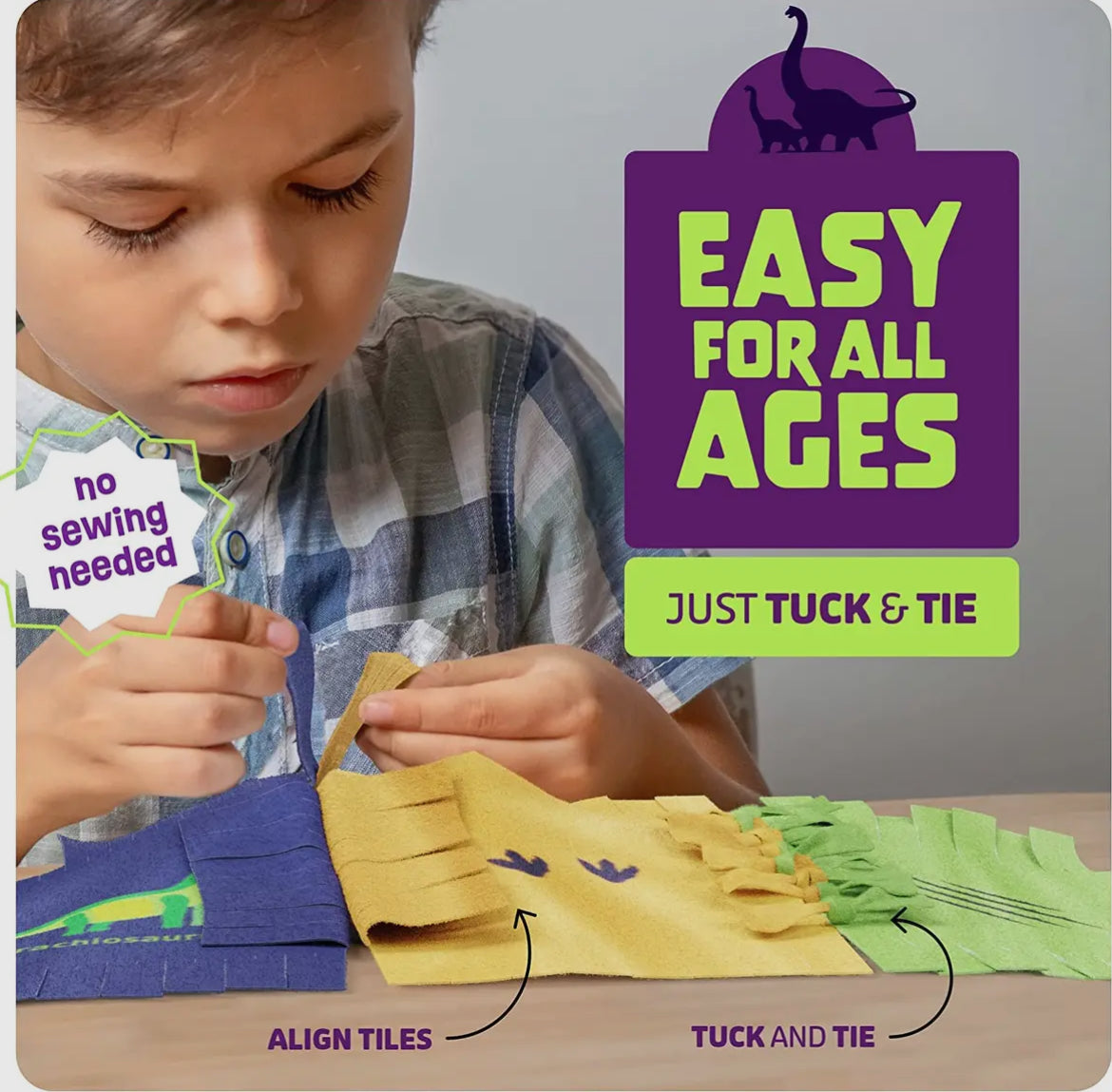 Dinosaur Tuck N' Tie Fleece Blanket Kit - Diy Crafts For Kid