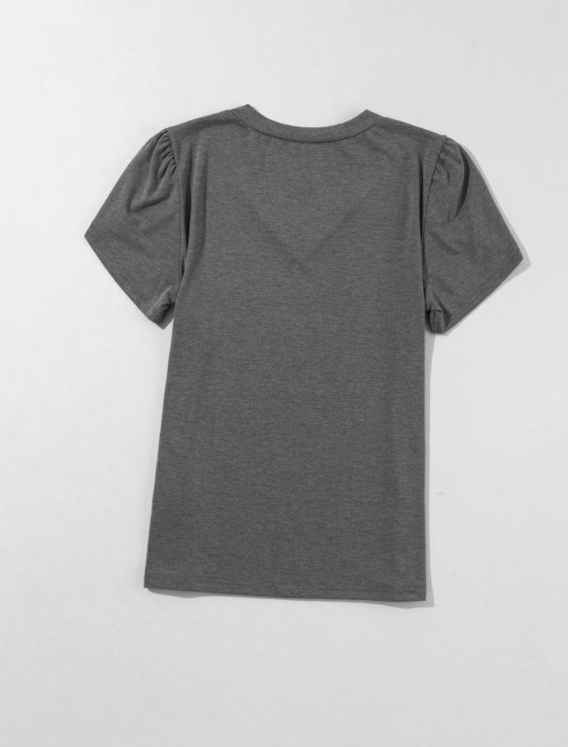 Grey Fashion Petal Sleeve V Neck T Shirt