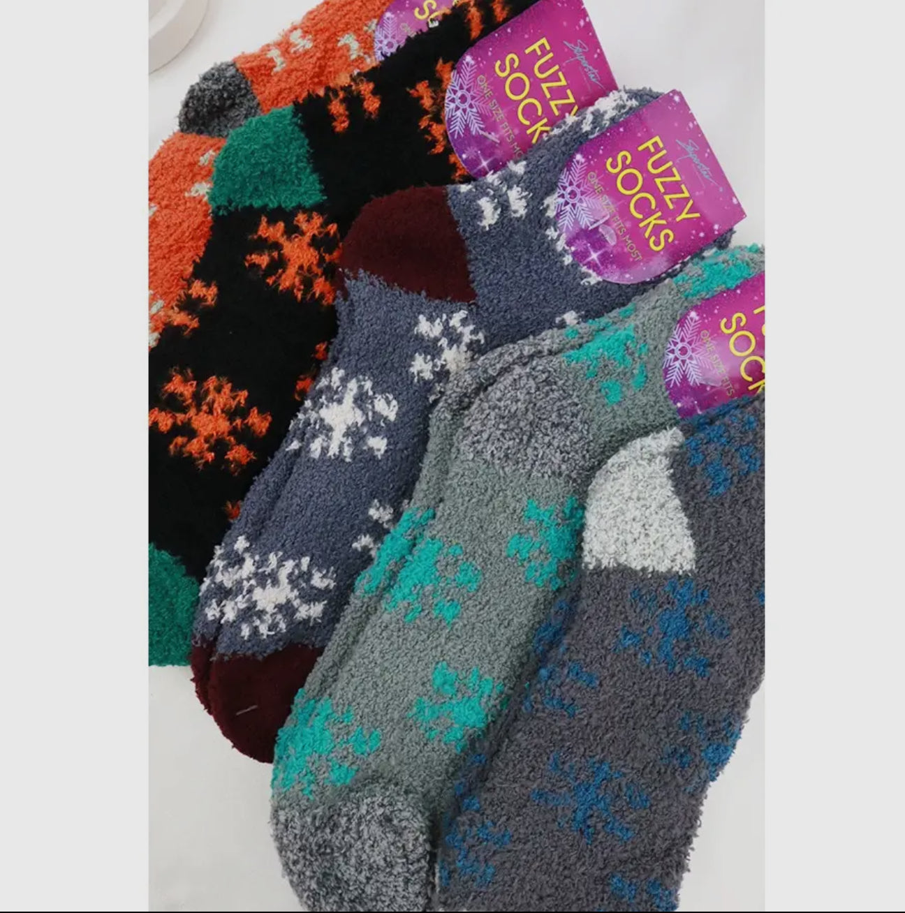 Snowflake Print Fuzzy Cozy Socks