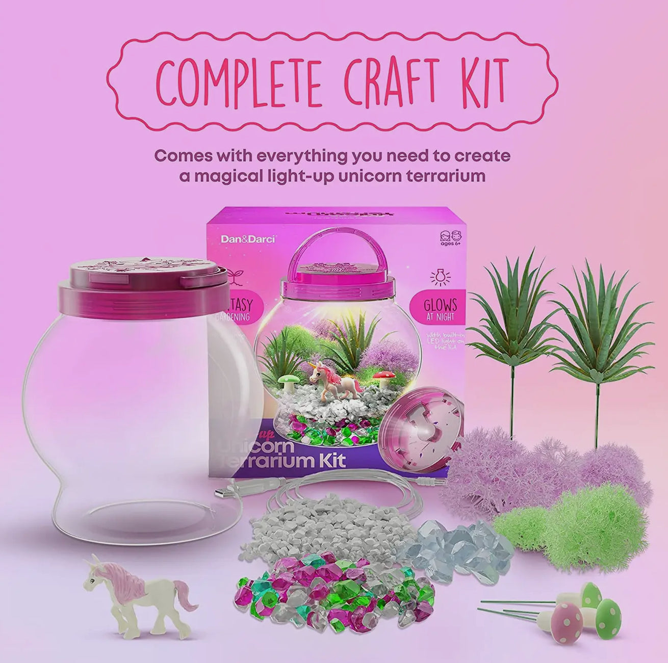 Light-Up Unicorn Terrarium Kit For Kids