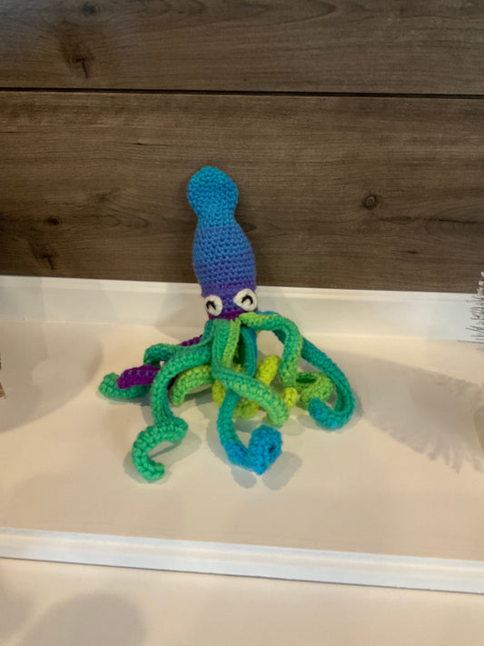 Crocheted Rainbow Squid