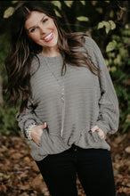 Load image into Gallery viewer, Grey Ribbed Side Pocket Plus Size Long Sleeve

