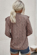 Load image into Gallery viewer, Leopard Print Long Sleeve Ruffle Loose Blouse
