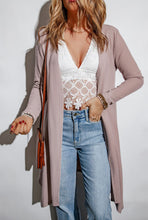 Load image into Gallery viewer, Khaki Draped Open Front Waffle Knit Cardigan

