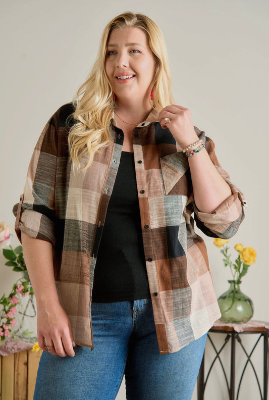 Plus Size Plaid Button Down