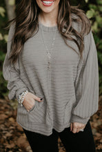 Load image into Gallery viewer, Grey Ribbed Side Pocket Plus Size Long Sleeve
