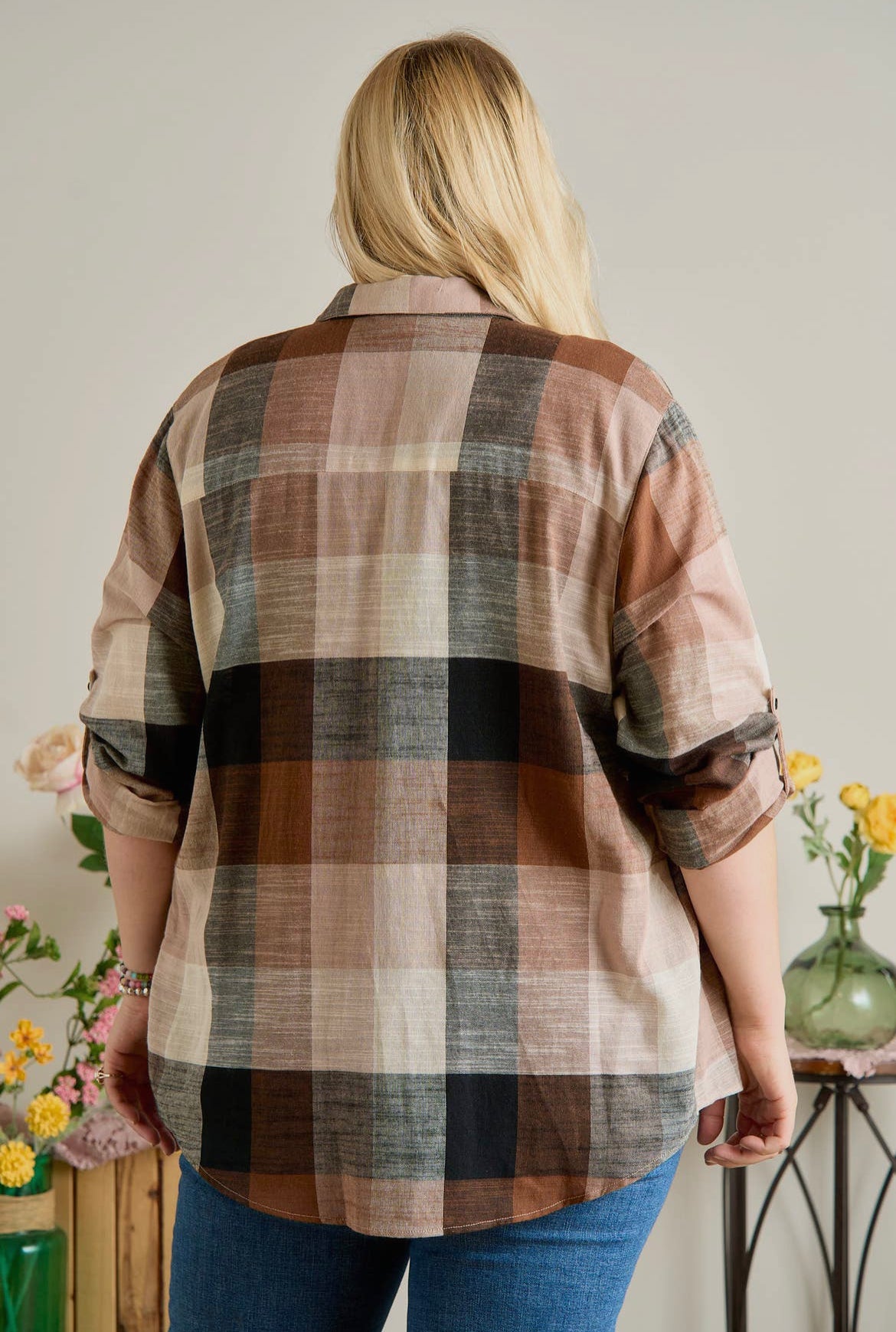 Plus Size Plaid Button Down