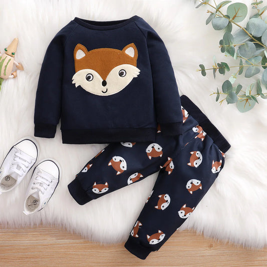 Fox Long-sleeve Pullover and Pants Set
