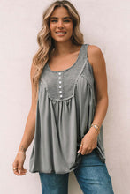 Load image into Gallery viewer, Gray Thermal Knit Panel Babydoll Tank Top
