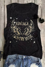 Load image into Gallery viewer, Black Vintage Country Music Glitter Tank Top
