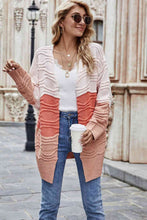 Load image into Gallery viewer, Color Block  Openwork Open Front Cardigan
