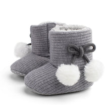 Load image into Gallery viewer, Baby / Toddler Girl Knitted Bowknot Fluff Ball Prewalker Shoes
