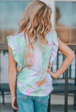 Load image into Gallery viewer, Multicolored Tie-dye Ruffled Tank
