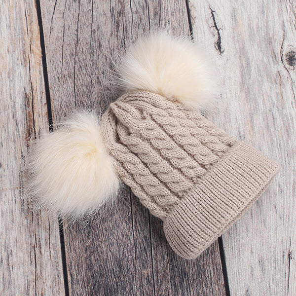 Baby / Toddler Solid Pompon Kintted Hat