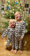 Load image into Gallery viewer, White and Black Snowflake and Deer Pajama Set
