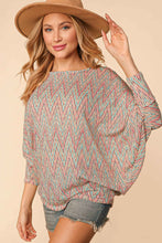 Load image into Gallery viewer, Coral Mint Chevron Thermal Dolman 3/4 sleeve
