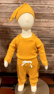 Baby Boy/Girl 3pcs Solid Ribbed Long-sleeve Pullover and Pants Set