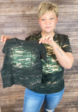 Load image into Gallery viewer, Bleached green camo mom and son t shirts
