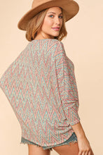 Load image into Gallery viewer, Plus Coral Mint Chevron thermal Dolman 3/4 Sleeve
