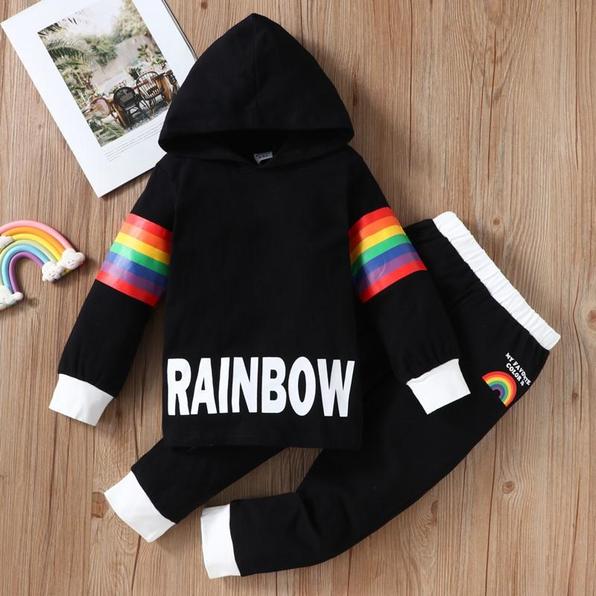 Black Rainbow Hoodie and Pants Set